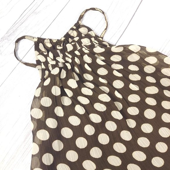 Women Summer Dress VERO MODA Halter Neck Sleeveless Mini Polka Dots Brown/White - Picture 11 of 12